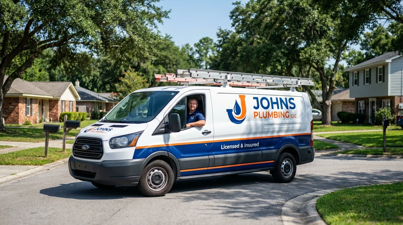 Johns Plumbing LLC service van in Rochester, MI