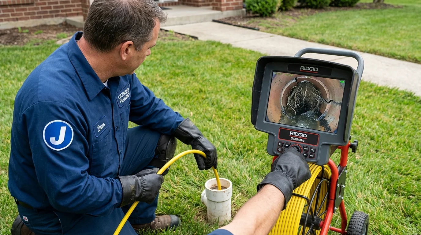 Sewer camera inspection being performed by Johns Plumbing LLC in Rochester